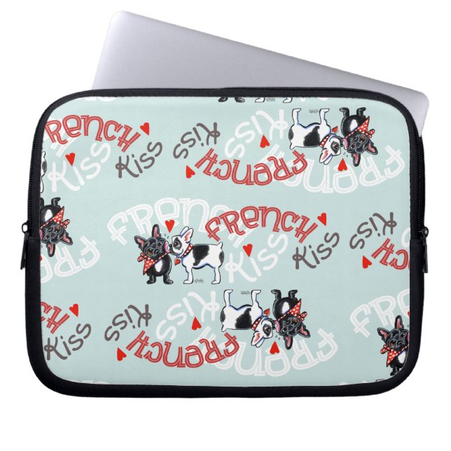 Capa Para Notebook Beijo Bulldog Francês (Frente)