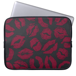 Capa Para Notebook Beijos Lipstick: impressões vermelhas escuras