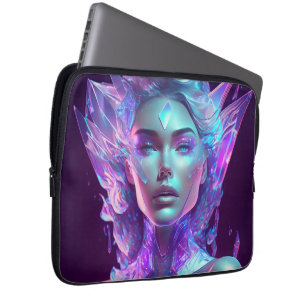 Capa Para Notebook Bela Arte de IA, Mulher de Vidro Gelado e Bonita