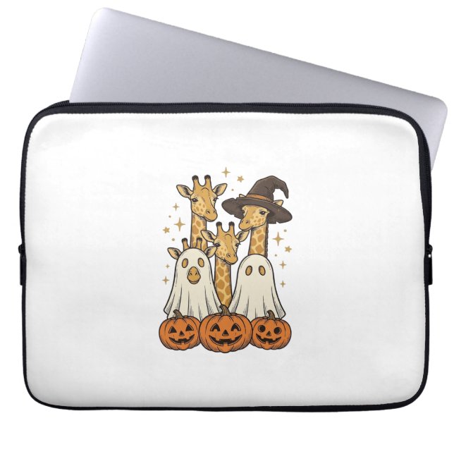 Capa Para Notebook Bela Camisa de Halloween Girafa Fantasma Abóbora D (Frente)