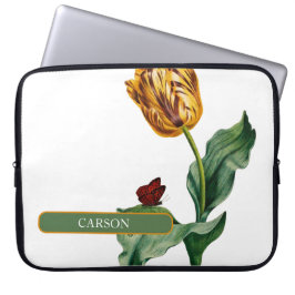 Capa Para Notebook Bela Tulipa Vermelha e Amarela Única com Nome