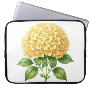 CAPA PARA NOTEBOOK BELAS FLORES DE HORTÊNSIA AMARELO PASTEL DE VERÃO