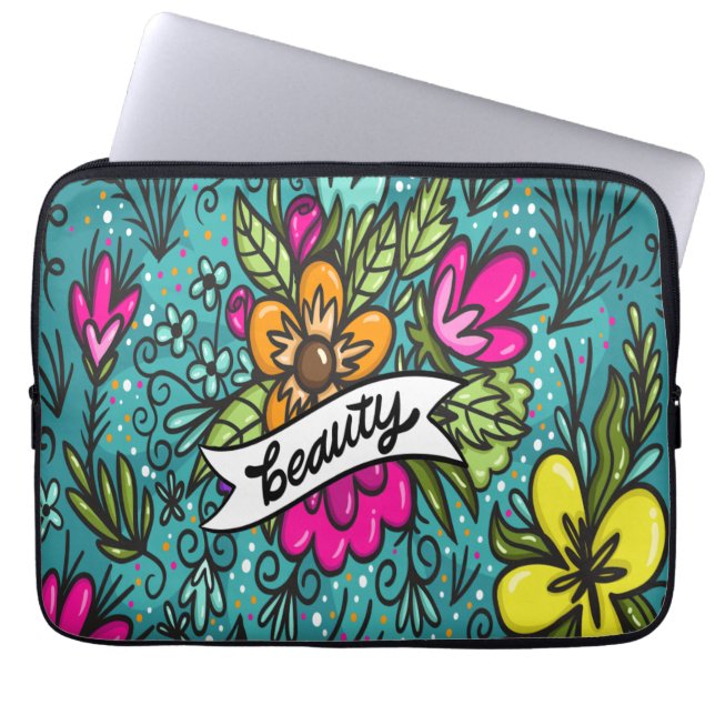 Capa Para Notebook Beleza do travesseiro decorativo com flores (Frente)