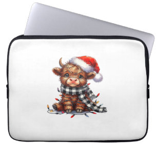 Capa Para Notebook Belo Natal Luzes de Highland Vaca Engraçada Natal