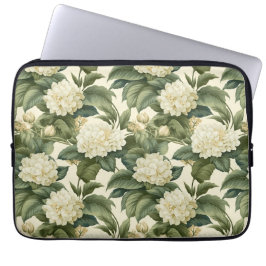 Capa Para Notebook Belo padrão floral branco clássico