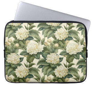 Capa Para Notebook Belo padrão floral branco clássico