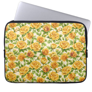 Capa Para Notebook Belo padrão sem costura de rosas amarelas