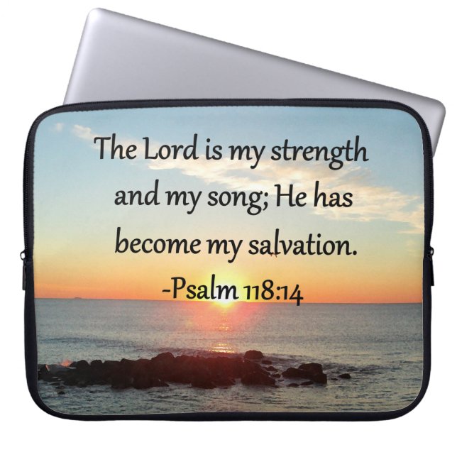 Capa Para Notebook Belo Salmo 118:14 Design de Foto do Sol (Frente)