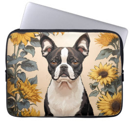 Capa Para Notebook Belo Sol Amarelo de Boston Terrier