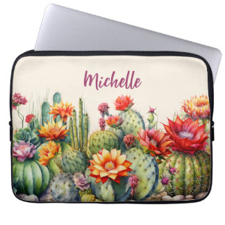 Capa Para Notebook Belos Cactos Floridos Com Nome