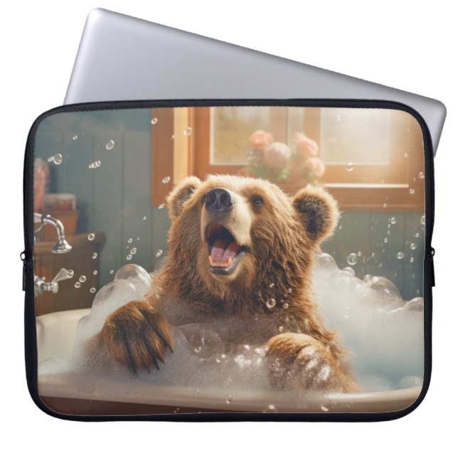 Capa Para Notebook Belzzle Bear Animal Diversão Bath Tub Feliz Hora d (Frente)