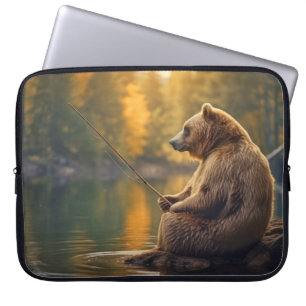 Capa Para Notebook Belzzle Bear Animal Diversão Lago Pesca Tempo Feli
