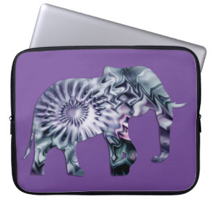 Capa Para Notebook Bem-Estar Animal - Silhueta Elefante Fractal 2