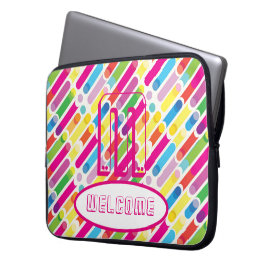 Capa Para Notebook BEM-VINDO E Monograma Rainbow Diagonal Lines Pop A