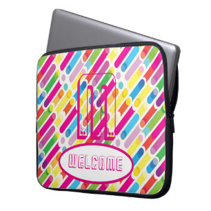 Capa Para Notebook BEM-VINDO E Monograma Rainbow Diagonal Lines Pop A
