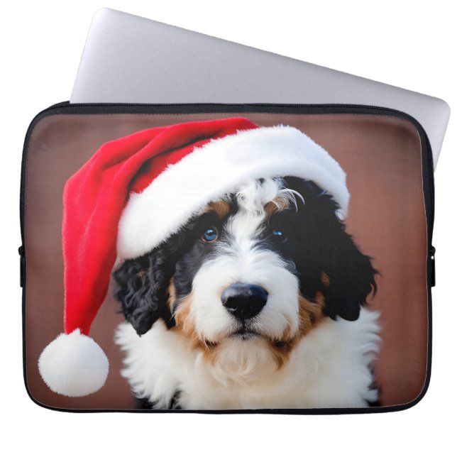 Capa Para Notebook Bernedoodle Christmas (Frente)