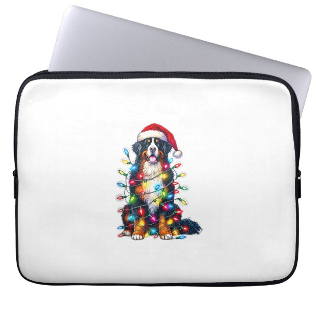 Capa Para Notebook Bernese Mountain Dog x Luzes de Natal (Frente)