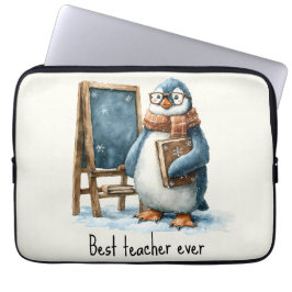 Capa Para Notebook Best Teacher Ever Winter Penguin Design