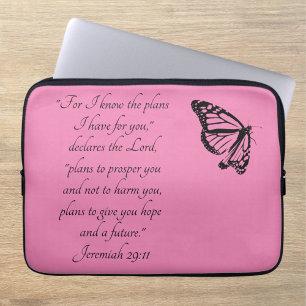 Capa Para Notebook Bíblia Personalizada Da Borboleta Rosa Verse Jerem