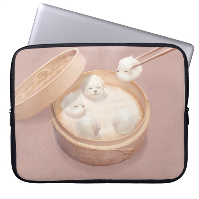 Capa Para Notebook Bichon Dumplings: Cute Xiao Long Bao Dim Sum Art (Frente)