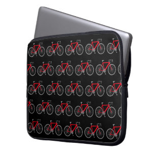 Capa Para Notebook Bicicleta Vermelha Sobre Preto