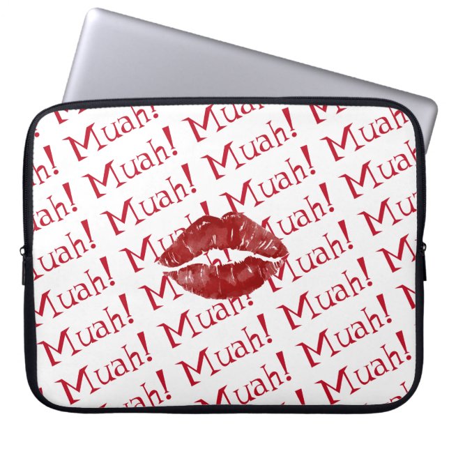 Capa Para Notebook Big Kiss Red Lábios Muah (Frente)