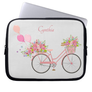 Capa Para Notebook Bike Floral Rosa Quimológica Personalizada