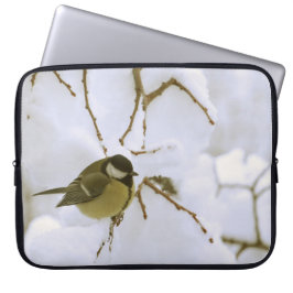 Capa Para Notebook Bird Winter Photo Neoprene Bolsa de laptop 15"