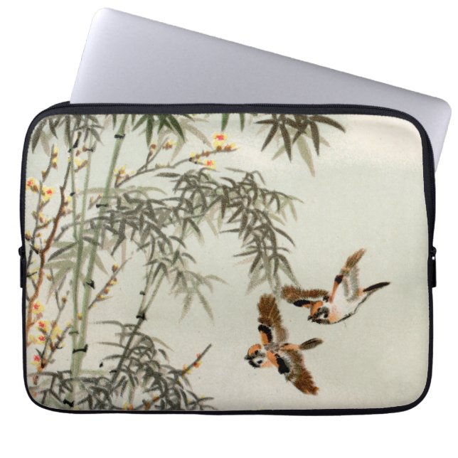 Capa Para Notebook Birds Bamboo Asian Japonês Vintage (Frente)