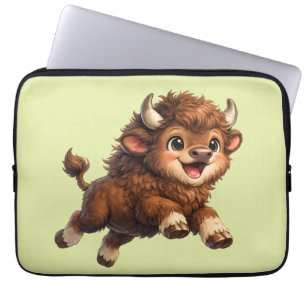 Capa Para Notebook Bisão Fofo com Olhos Grandes Cartoon Feliz da Vida