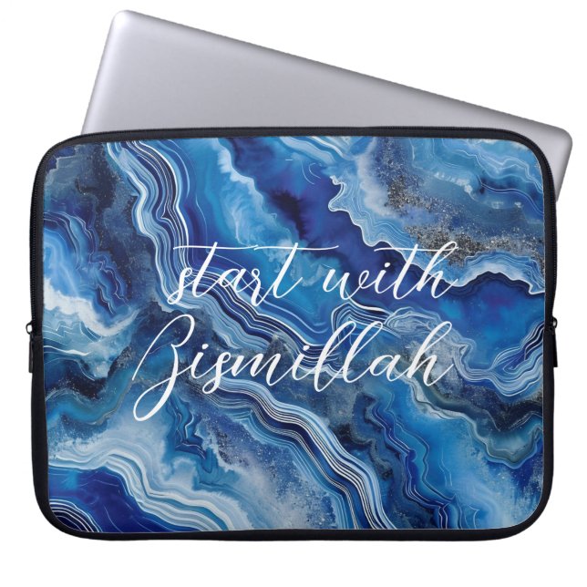 Capa Para Notebook Bismillah Blue Agate Neoprene 15 in (Frente)