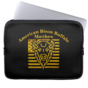 Capa Para Notebook Bison com pano de fundo da bandeira americana