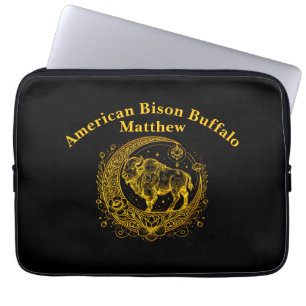 Capa Para Notebook Bison em pé em uma Design de lua crescendo floral