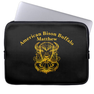 Capa Para Notebook Bison segurando uma abóbora na ilustração detalhad
