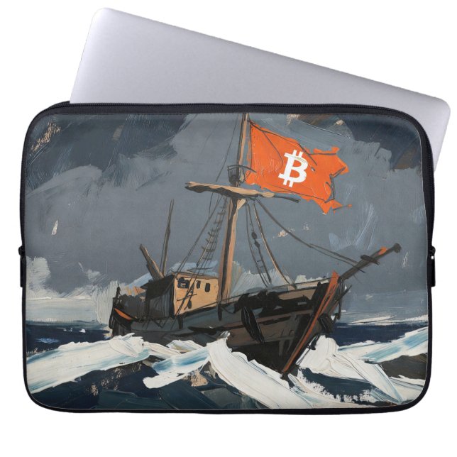 Capa Para Notebook "Bitcoin Sailing" Pintura a Óleo #2 (Frente)