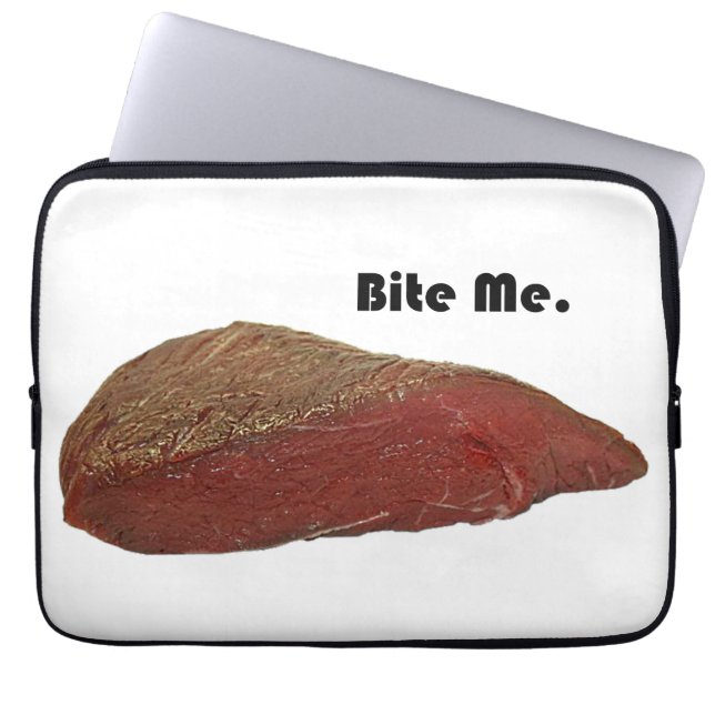 Capa Para Notebook Bite-Me Engraçada Piada de carne de bife (Frente)