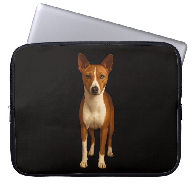 Capa Para Notebook Black 4 Luxe Laptop Sleeve, Classy Basenji Dog (Frente)