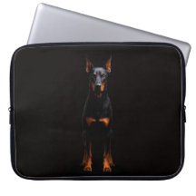 Black 4 Luxe Laptop Sleeve, Guardian Doberman Dog