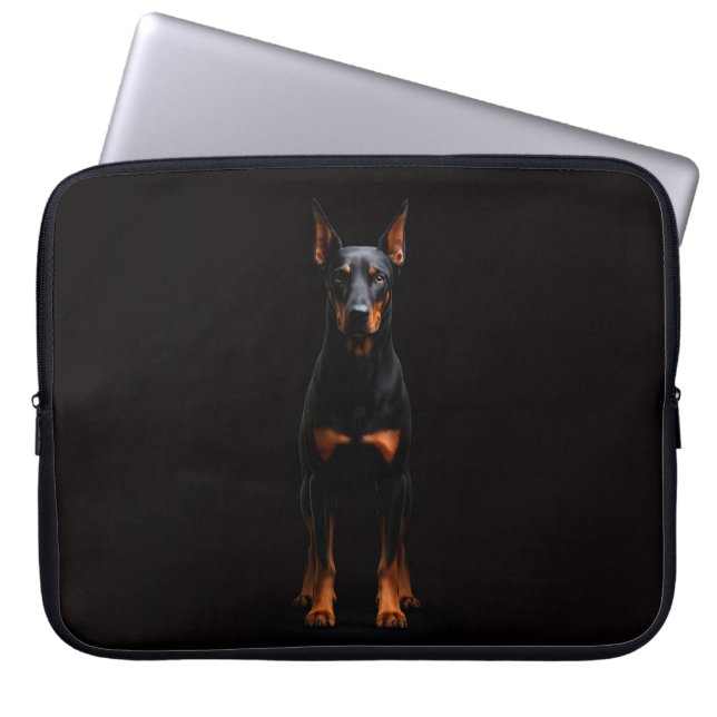 Capa Para Notebook Black 4 Luxe Laptop Sleeve, Guardian Doberman Dog (Frente)