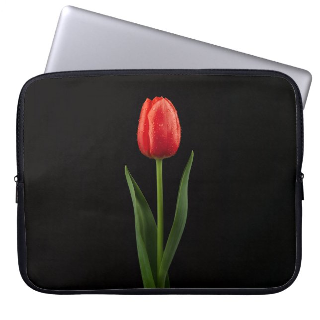 Capa Para Notebook Black 4 Luxe Laptop Sleeve, Ruby Red Tulip (Frente)