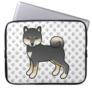 Capa Para Notebook Black And Tan Shiba Inu Cartoon Dog Illustration