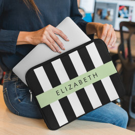 Capa Para Notebook Black and White Stripes, Stripes, Linhas, Seu Nome