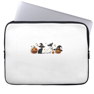 Capa Para Notebook Black Cat Halloween Pumpkin Boo Ghost Witch Spooky