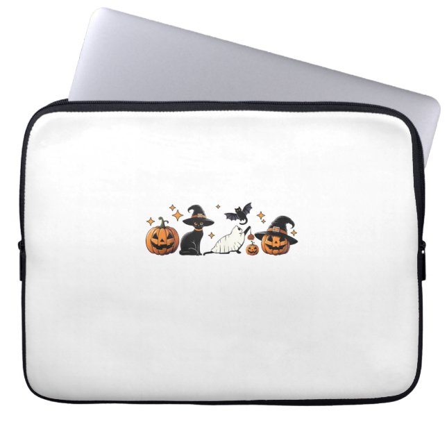 Capa Para Notebook Black Cat Halloween Pumpkin Boo Ghost Witch Spooky (Frente)