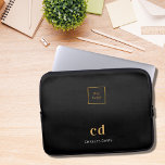 Capa Para Notebook Black gold monogram initails name business logo<br><div class="desc">A classic black background. Personalize and add your business logo,  monogram initials and full name. Modern,  trendy and simple. For both him and her.</div>