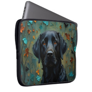 Capa Para Notebook Black Labrador in Leaves