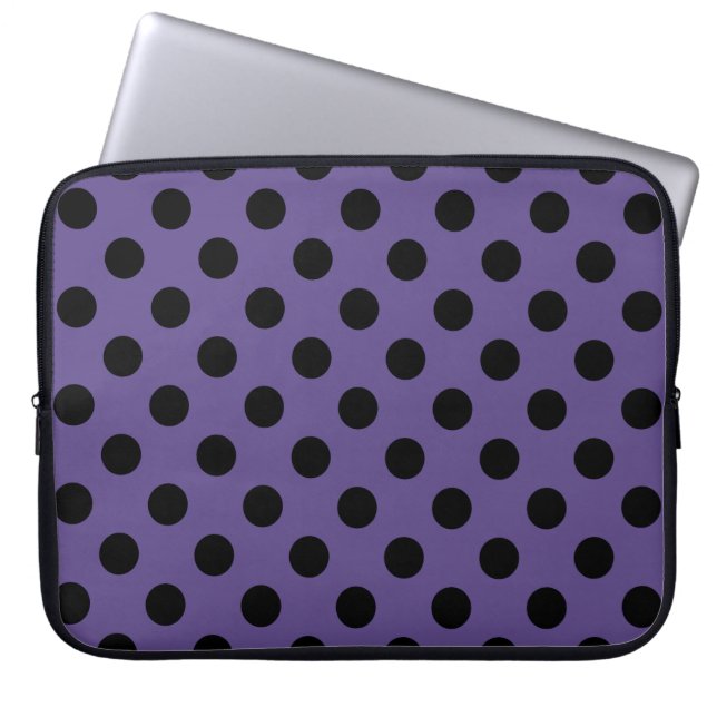 Capa Para Notebook Black polka dots on ultra violet (Frente)