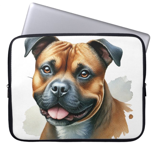 CAPA PARA NOTEBOOK BLACK & TAN AMERICAN STAFFORDSHIRE TERRIER DOG (Frente)