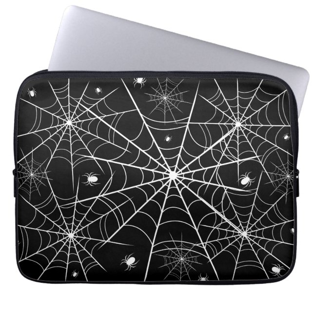 Capa Para Notebook Black White Spider Web Gothic Pattern Spooky (Frente)