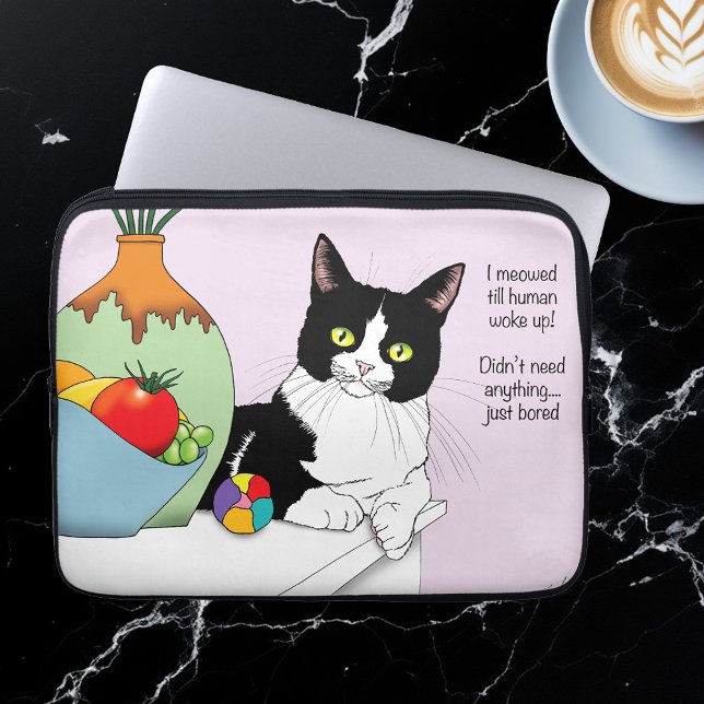 Capa Para Notebook Black White Tuxedo Engraçado Gato (Criador carregado)